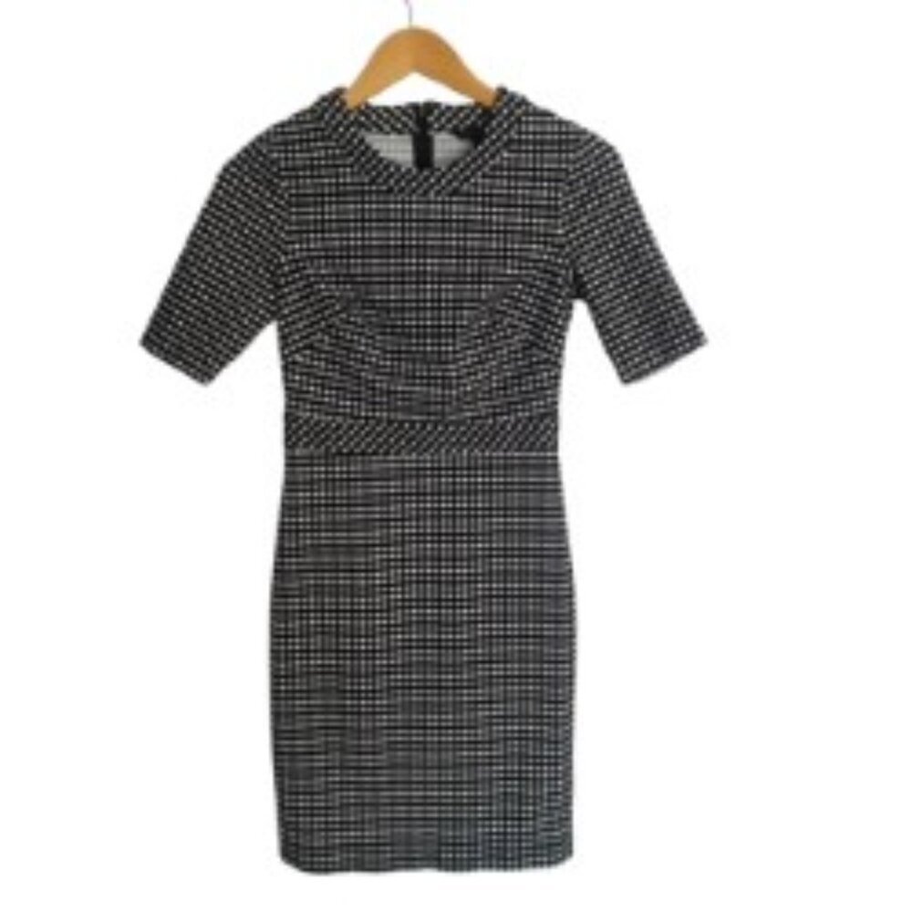 Banana Republic Black & White Gingham Print Dress 0